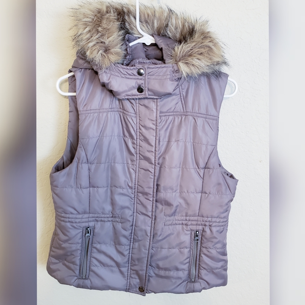 American Rag Vest With Faux Fur Hood